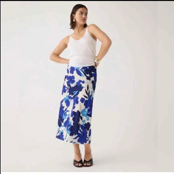J. CREW Gwyneth slip skirt in painted floral, NWT, Size L - Picture 1 of 8